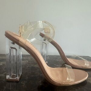 Fashion Nova Clear Strap Heels with Nude Base